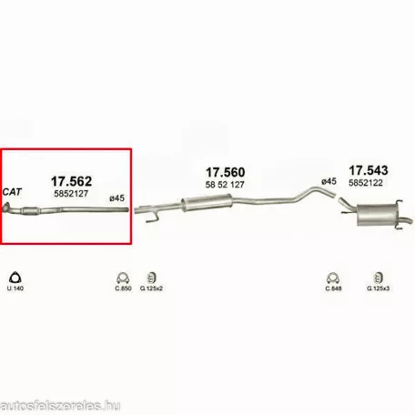 Polmo 17.562 – Opel Corsa C 1.2/1.4/ Meriva A első kipufogó cső