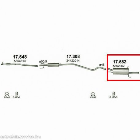 Polmo 17-582 hátsó kipufogó dob – OPEL Astra G