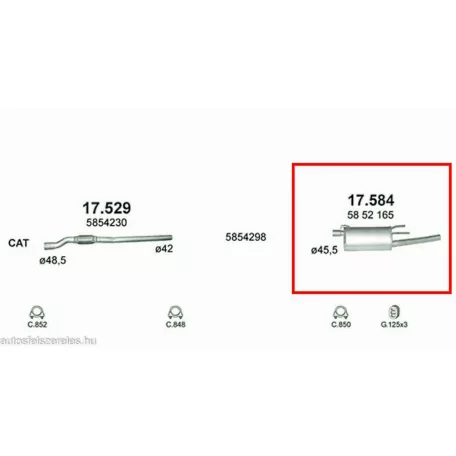 Polmo 17.584 – Opel Corsa C 1.3d/1.7d Kipufogó hátsó dob