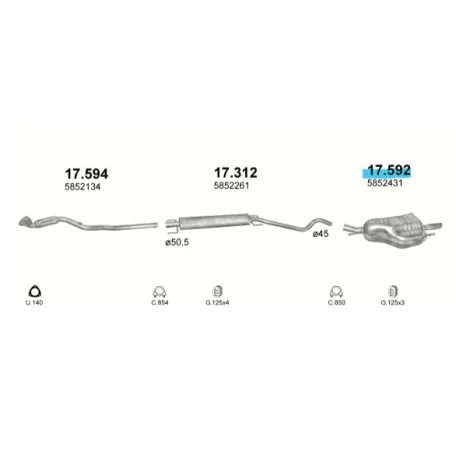 Polmo 17.592 – Opel Astra G 1.6 HB Kipufogó hátsó dob