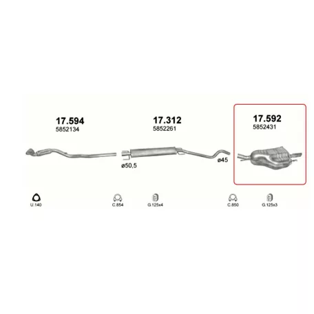 Marix 17.592 hátsó kipufogó dob – Opel Astra G