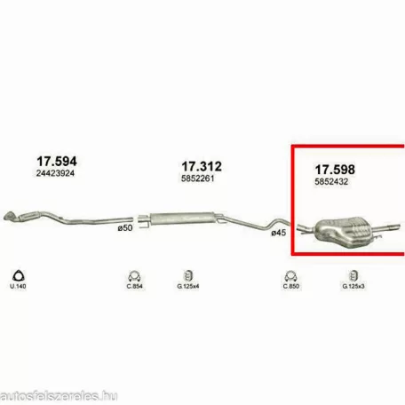 Marix 17.598 hátsó kipufogó dob – Opel Astra G