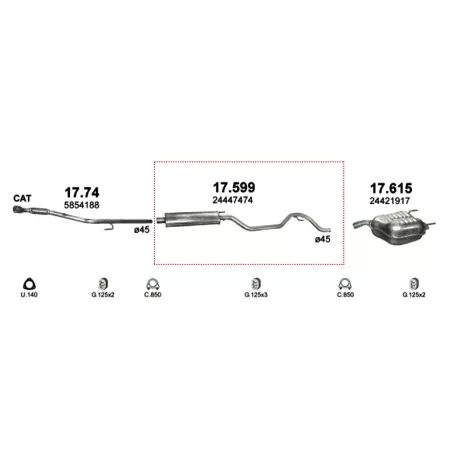 Marix 17.599 kipufogó cső – Opel Vectra C