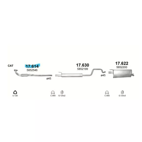 Polmo 17.614 – Opel Meriva A első kipufogó cső