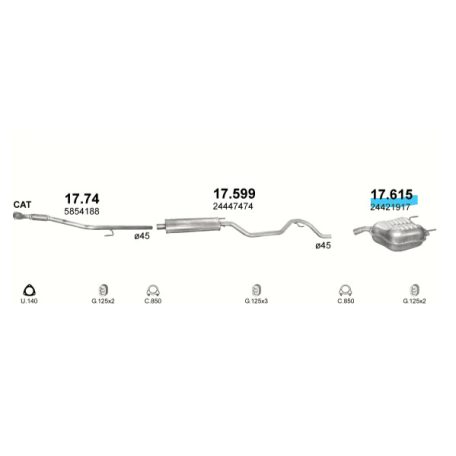 Polmo 17-615 hátsó kipufogó dob – OPEL Vectra C
