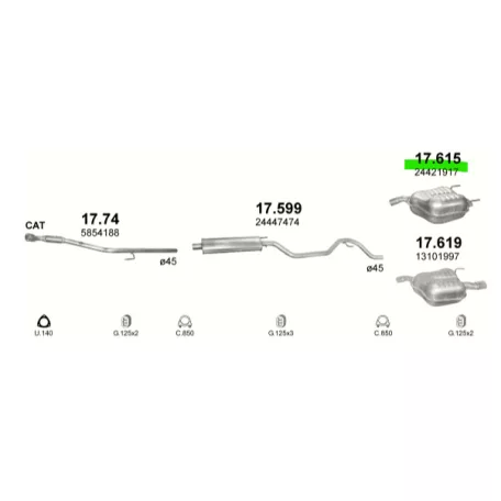 Polmo 17.615 – Opel Vectra C Kipufogó hátsó dob
