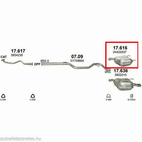 Marix 17.616 hátsó kipufogó dob – FIAT Croma II, Opel Vectra C