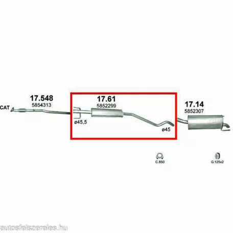 Polmo 17.61 – Opel Astra G/H/H GTC Középső kipufogó dob