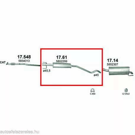 Marix 17.61 középső kipufogó dob – Opel Astra G, H