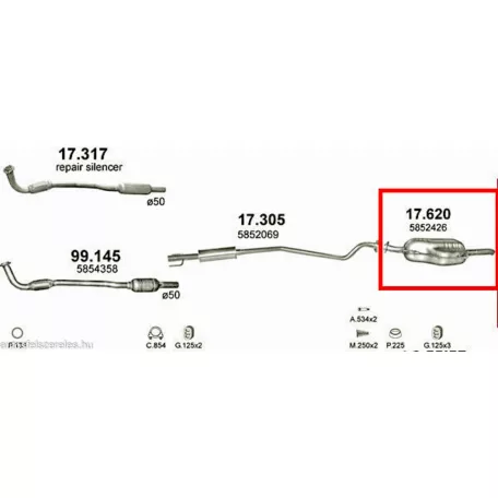 Marix 17.620 hátsó kipufogó dob – Opel Astra G