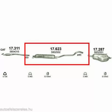 Marix 17.623 középső kipufogó dob – Opel Zafira A/B