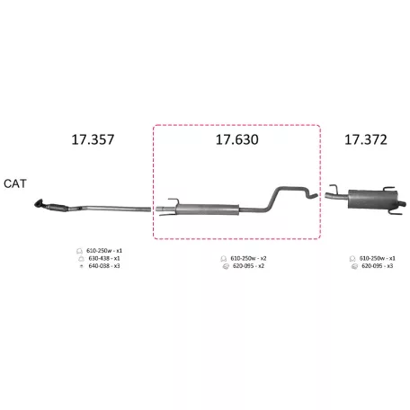 Edex 17.630 középső kipufogó dob – Opel Meriva A