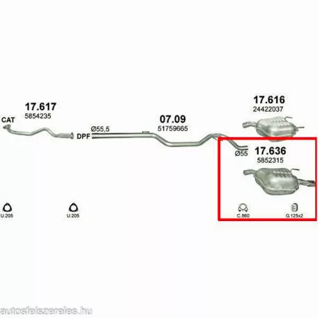 Marix 17.636 hátsó kipufogó dob – Opel Vectra C