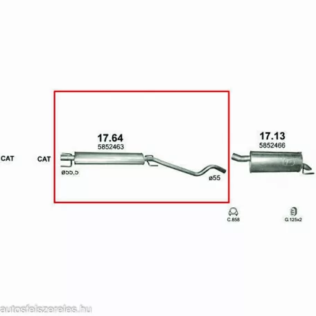 MARIX K17.64 - Kipufogó közép dob OPEL ASTRA 1.9 D (2004-2019)