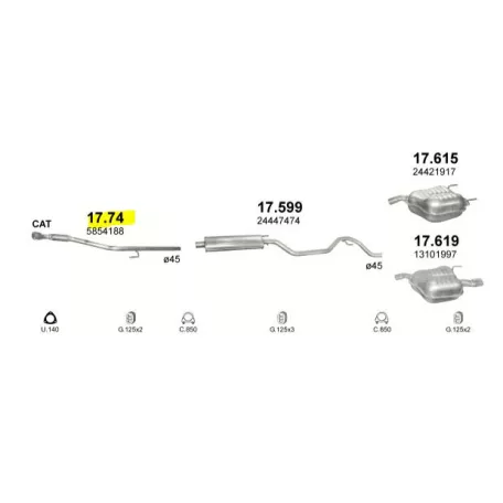 Polmo 17.74 – Opel Vectra C első kipufogó cső