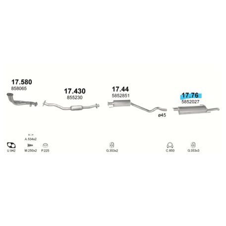Polmo 17.76 – OPEL Kipufogó hátsó dob