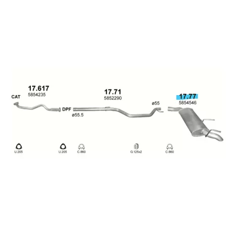 Polmo 17.77 – Opel Signum/ Vectra C Kipufogó hátsó dob