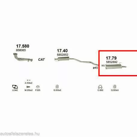 Polmo 17.79 – Opel Astra F Kipufogó hátsó dob