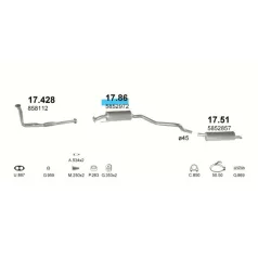Polmo 17.86 – Opel Astra F Középső kipufogó dob