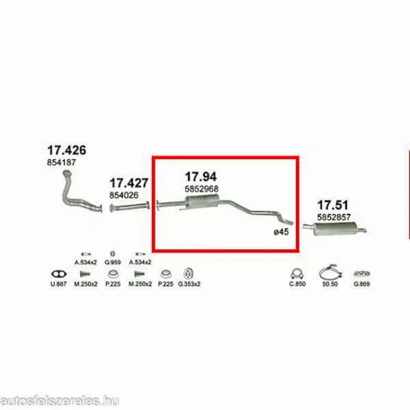 Marix 17.94 középső kipufogó dob – Opel Astra F