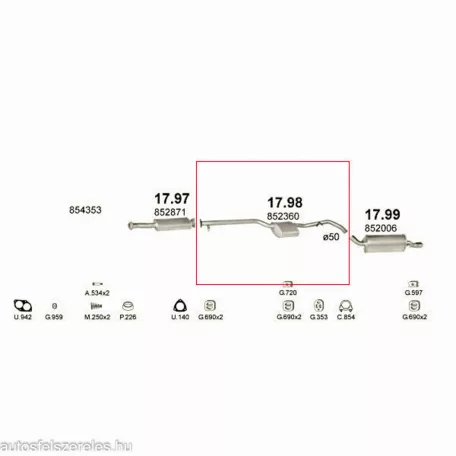 MARIX K17.98 - Kipufogó közép dob OPEL CALIBRA 2.0 (1988-1997)