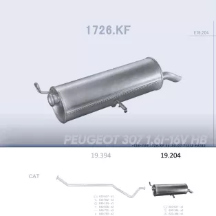   EDEX 19.204 - Kipufogó hátsó dob CITROEN C4 1.4, 1.6 (2001-2011)