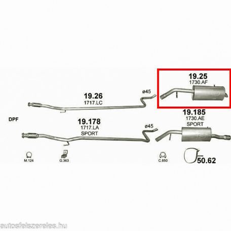 Marix 19-25 hátsó kipufogó dob – PEUGEOT 207, 207 CC