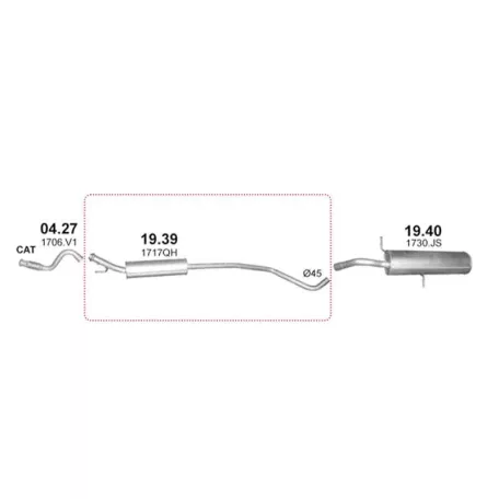 POLMO 19.39 - Kipufogó közép dob CITROEN C4 1.2, 1.6 (2010-2016)