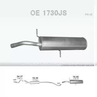   POLMO 19.40 - Kipufogó hátsó dob CITROEN C4 1.2, 1.6 (2010-2018)