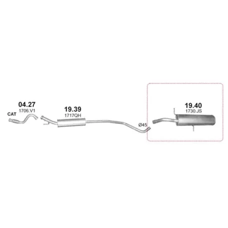 POLMO 19.40 - Kipufogó hátsó dob CITROEN C4 1.2, 1.6 (2010-2018)