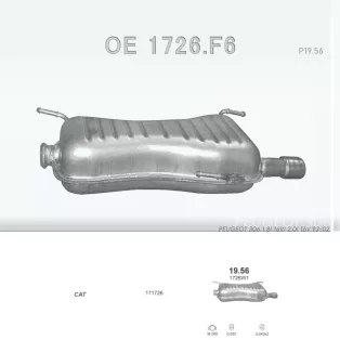   POLMO 19.56 - Kipufogó hátsó dob PEUGEOT 306 1.8, 2.0 (1993-2002)