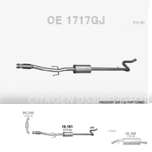   Kipufogó közép dob CITROEN DS3 / PEUGEOT 207 1.6 THP (2007-2015)