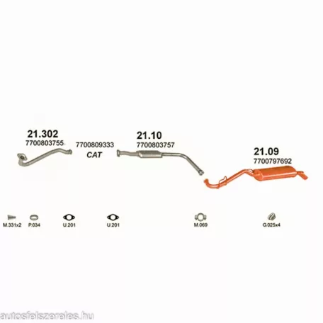 POLMO 21.09 - Kipufogó hátsó dob RENAULT CLIO 1.2, 1.4, 1.9 D, 1.9_D (1990-)