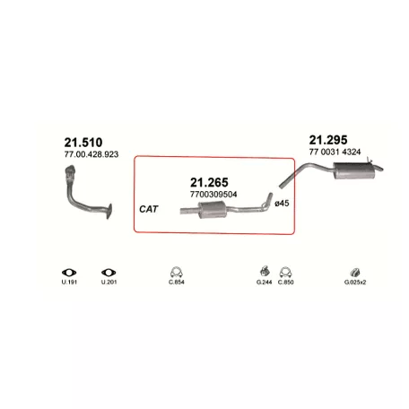 MARIX K21.265 - Kipufogó közép dob RENAULT KANGOO 1.2 (1997-2002)