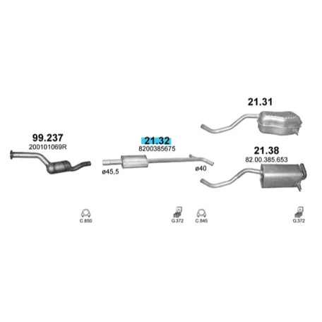 MARIX K21.32 - Kipufogó közép dob RENAULT CLIO 1.2, 1.4, 1.6 (2004-)