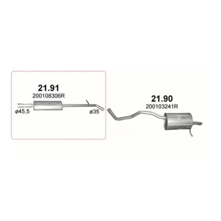 POLMO 21.91 - Kipufogó közép dob RENAULT CLIO 1.2 (2012-)
