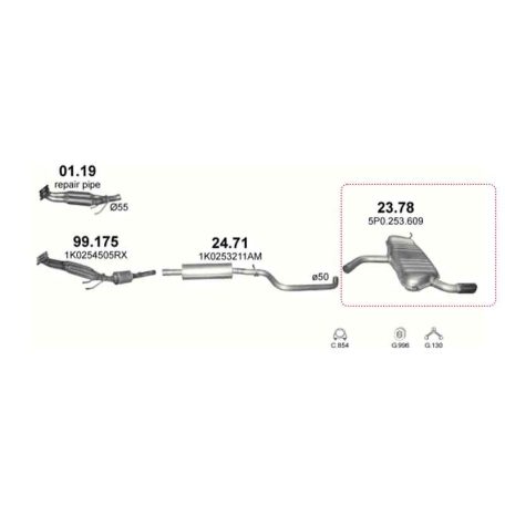 Polmo 23.78 – SEAT Altea / Leon Kipufogó hátsó dob