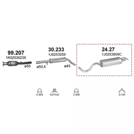 Polmo 24.27 – VW Kipufogó hátsó dob