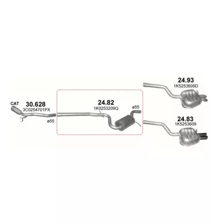 MARIX K24.82 - Kipufogó közép dob SKODA OCTAVIA 2.0 D (2004-2013)
