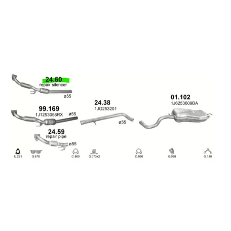 Polmo 24.60 Volkswagen, Audi, Seat, Skoda, kipufogódob