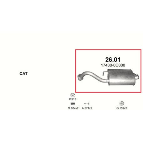 Polmo 26.01 – TOYOTA Kipufogó hátsó dob
