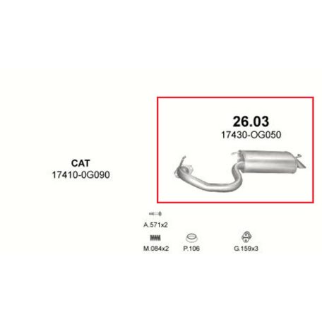 Marix 26-03 hátsó kipufogó dob – TOYOTA Avensis (T250)