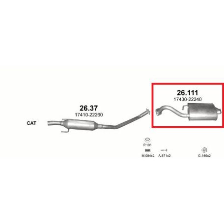 Marix 26-111 hátsó kipufogó dob – TOYOTA Corolla (E120/E130), Corolla Verso (E121)