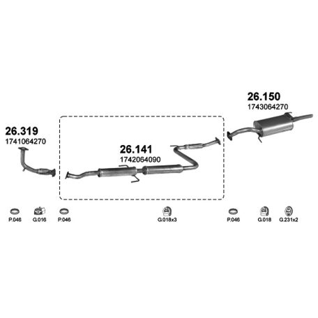 Marix 26-141 középső kipufogó dob – TOYOTA Corolla (E90)