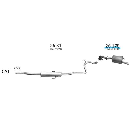 Edex 26-178 hátsó kipufogó dob – TOYOTA Yaris (XP90)