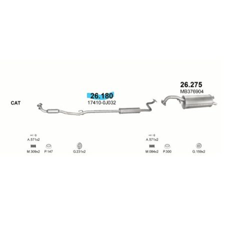 Polmo 26.180 – TOYOTA Középső kipufogó dob