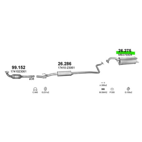 Polmo 26.275 – TOYOTA Kipufogó hátsó dob