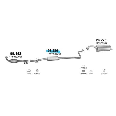 Polmo 26.286 – TOYOTA Középső kipufogó dob