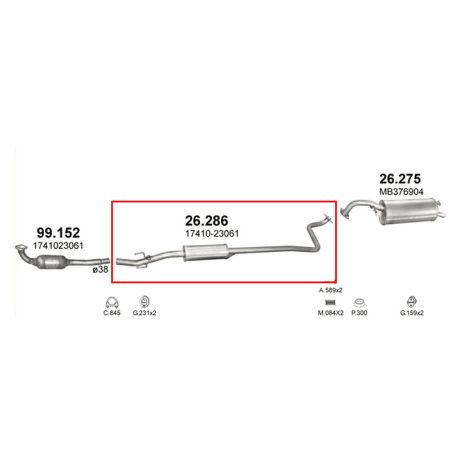 Marix 26-286 középső kipufogó dob – TOYOTA Yaris (XP10)