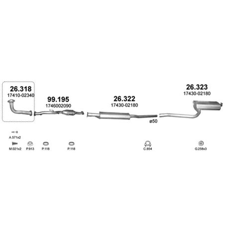 Polmo 26.318 – TOYOTA első kipufogó cső